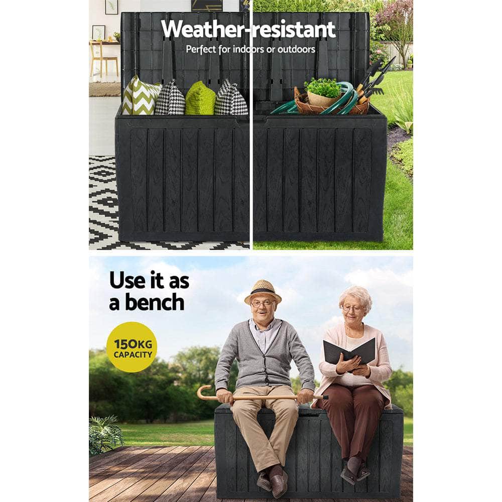 Stylish 220L Lockable Outdoor Storage Box for Garden Tools