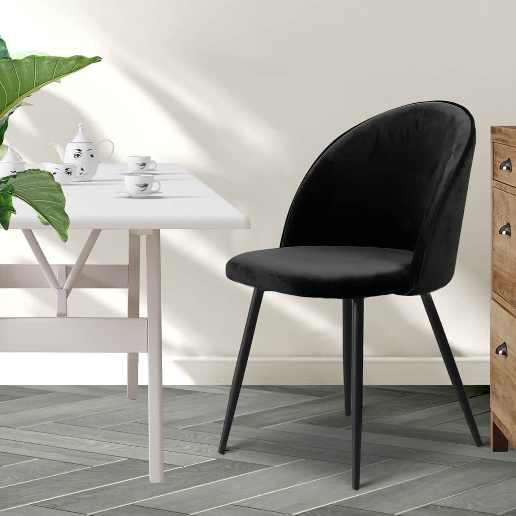 Stylish 2x Dining Chairs Kitchen Cafe Black  Multipurpose Use
