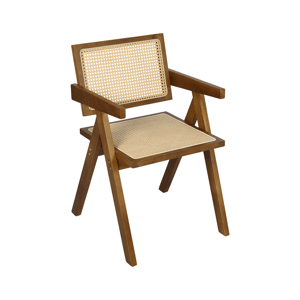 Stylish 2x Walnut Wicker Armchair Dining Chair  Premium Quality Build