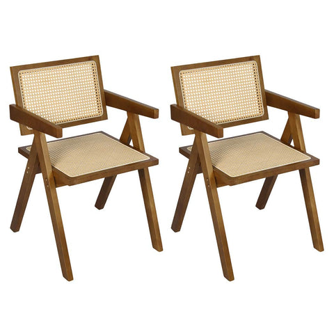 Stylish 2x Walnut Wicker Armchair Dining Chair  Premium Quality Build