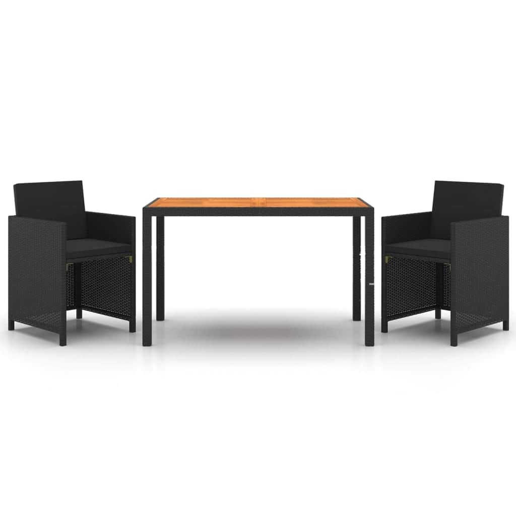 Stylish 3 Piece Garden Dining Set Black Living Space Upgrade Urban Style