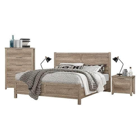 Stylish 4-Piece Bedroom Suite - MDF, Double Oak, Bed & Dresser