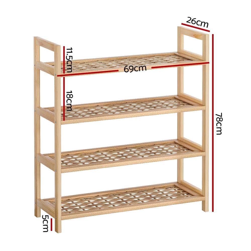 Stylish 4-Tier Shoe Rack - 12 Pairs
