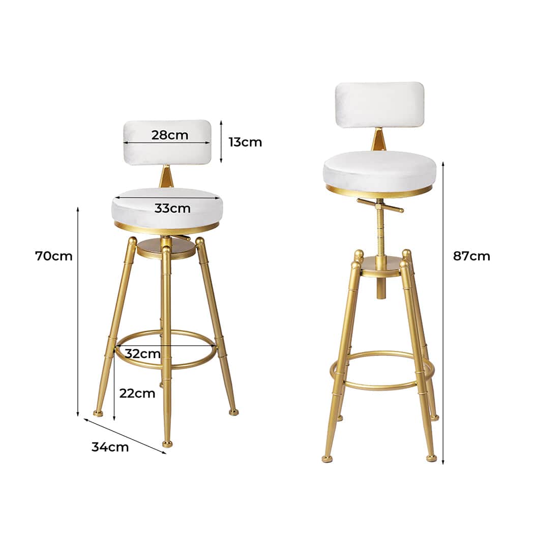 Stylish 4x Bar Stools Swivel Kitchen Bar Chair White  Multipurpose