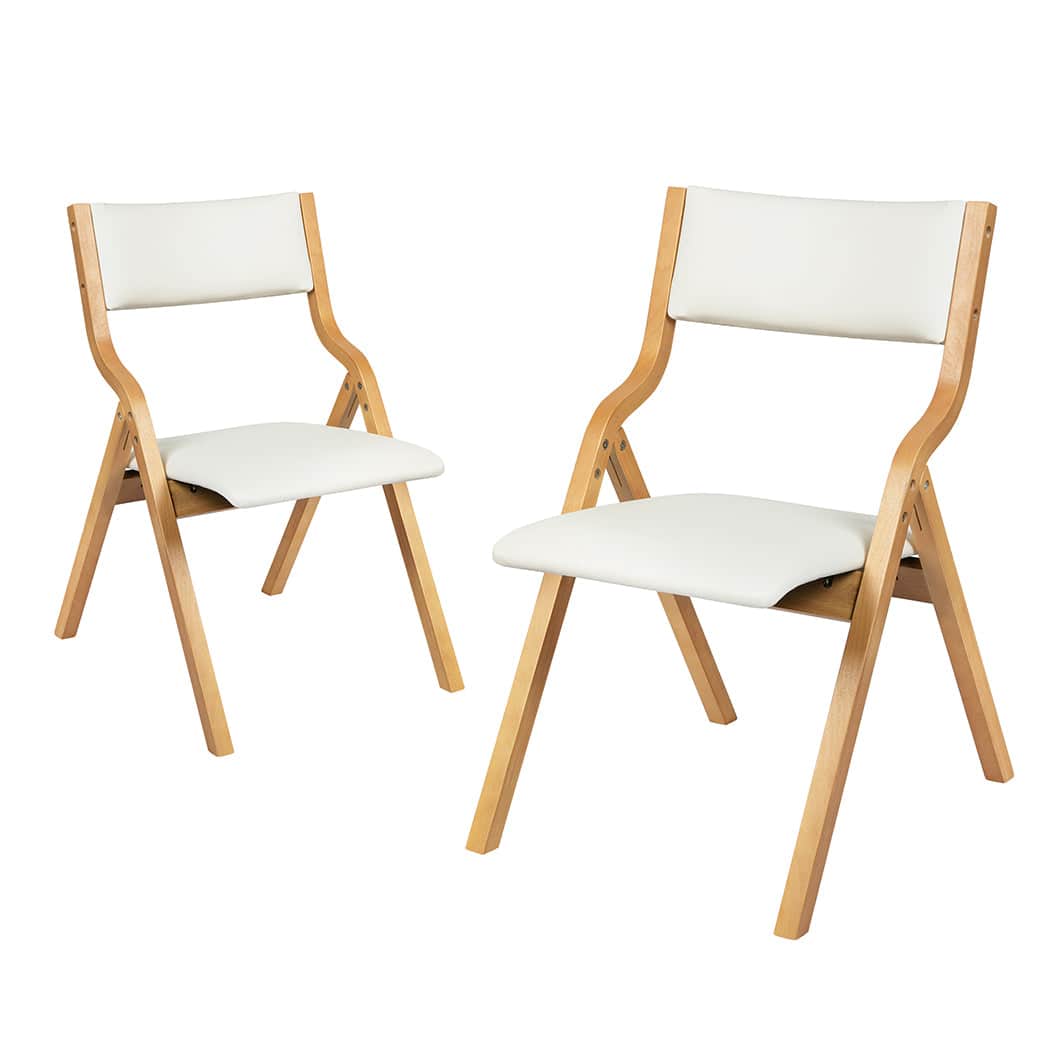 Stylish 4x Dining Chairs Foldable PU Beige  Sleek Modern Look