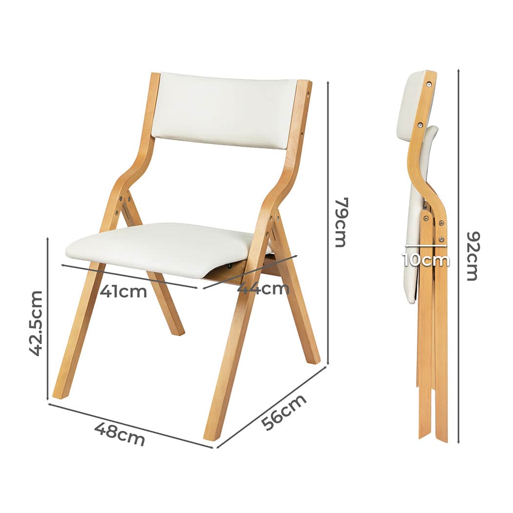Stylish 4x Dining Chairs Foldable PU Beige  Sleek Modern Look