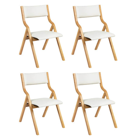 Stylish 4x Dining Chairs Foldable PU Beige  Sleek Modern Look