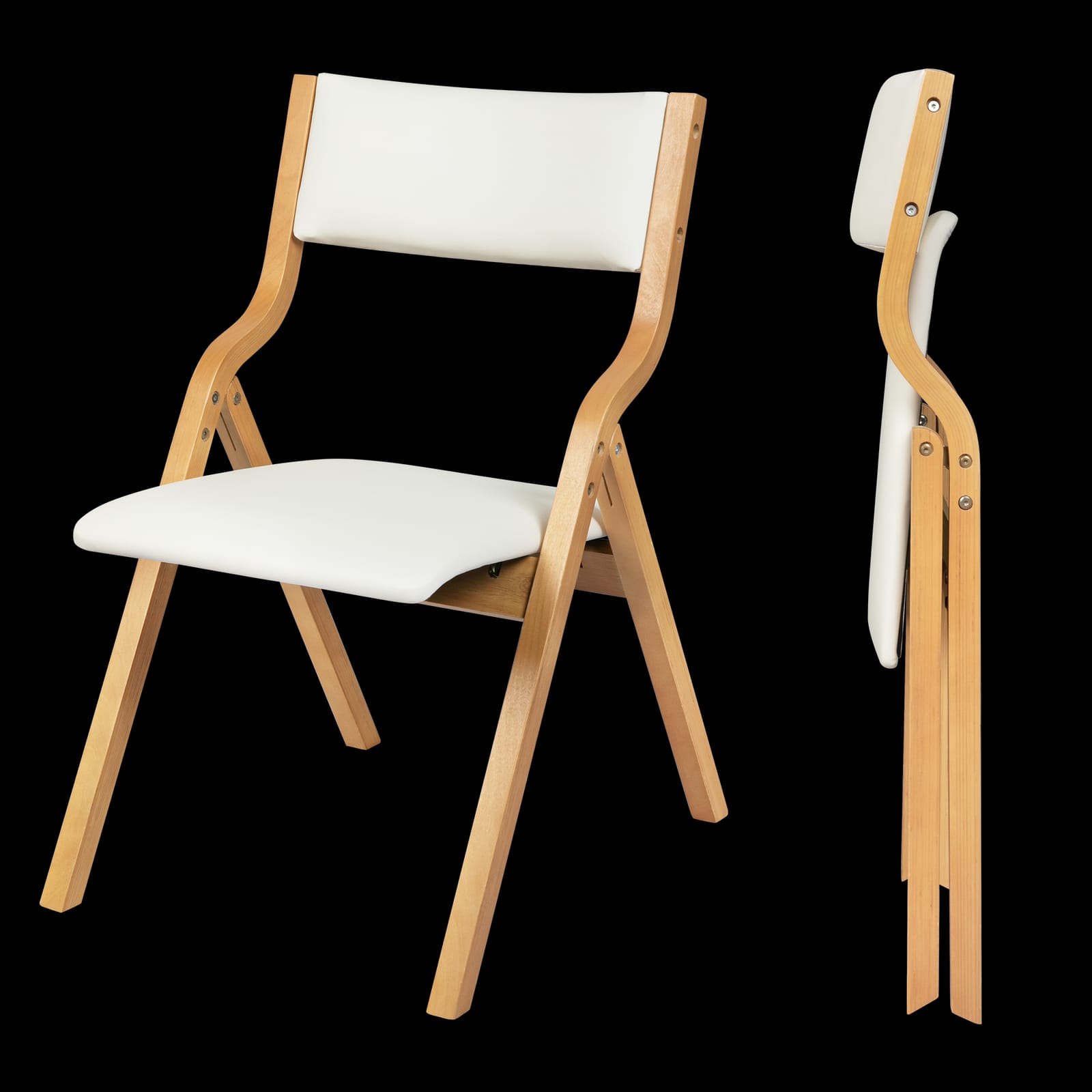 Stylish 4x Dining Chairs Foldable PU Beige  Sleek Modern Look - Beige colour