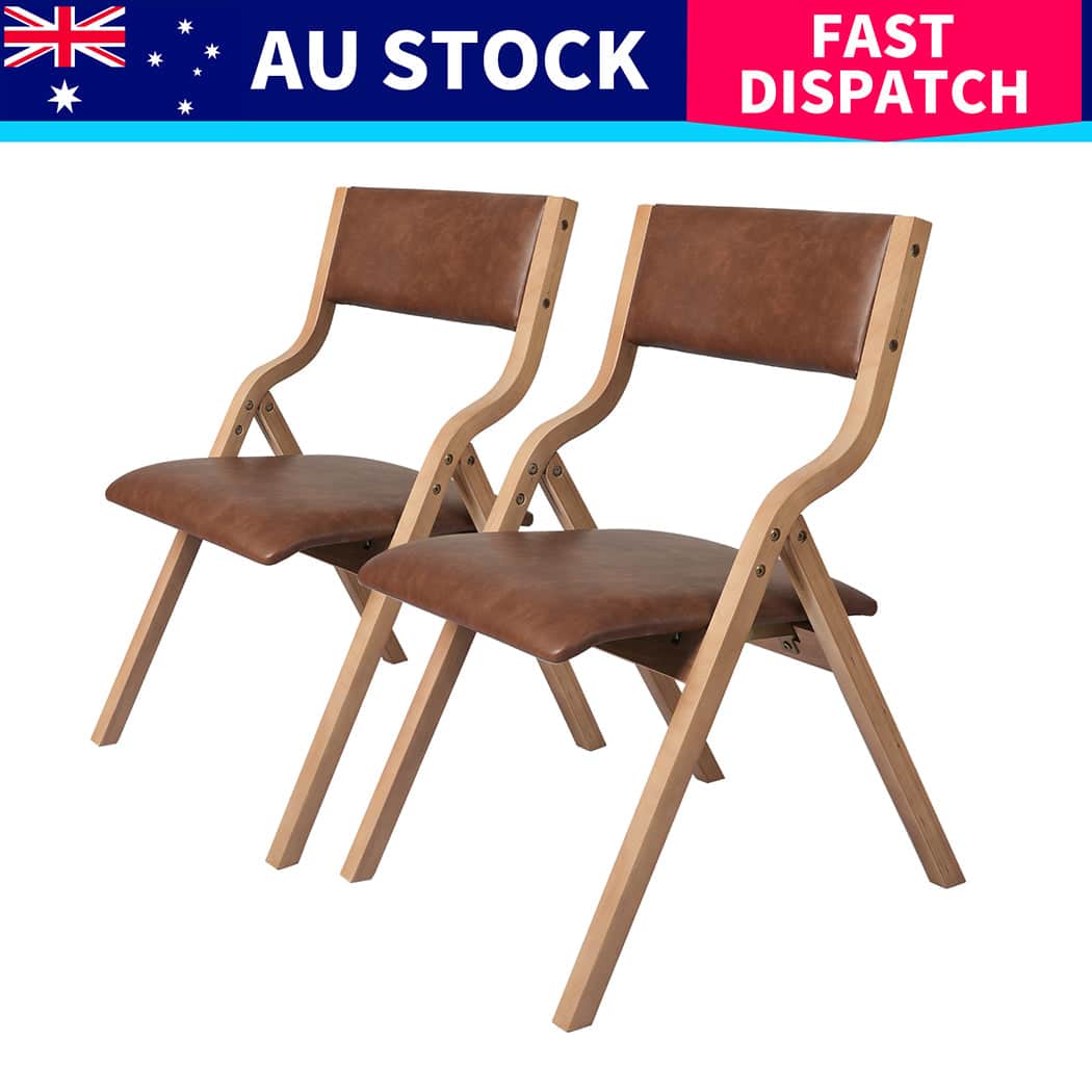 Stylish 4x Dining Chairs Foldable PU Tan  Adjustable Height