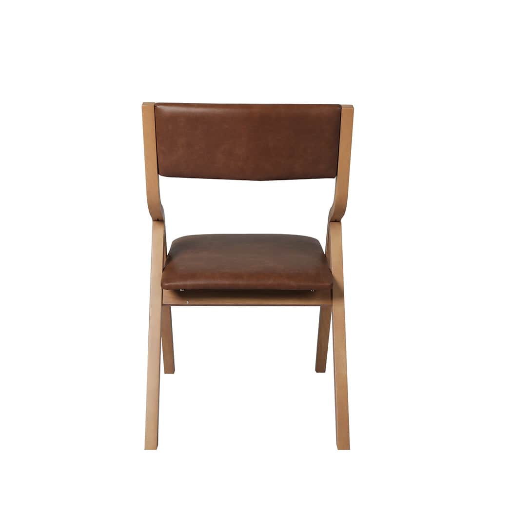 Stylish 4x Dining Chairs Foldable PU Tan  Adjustable Height