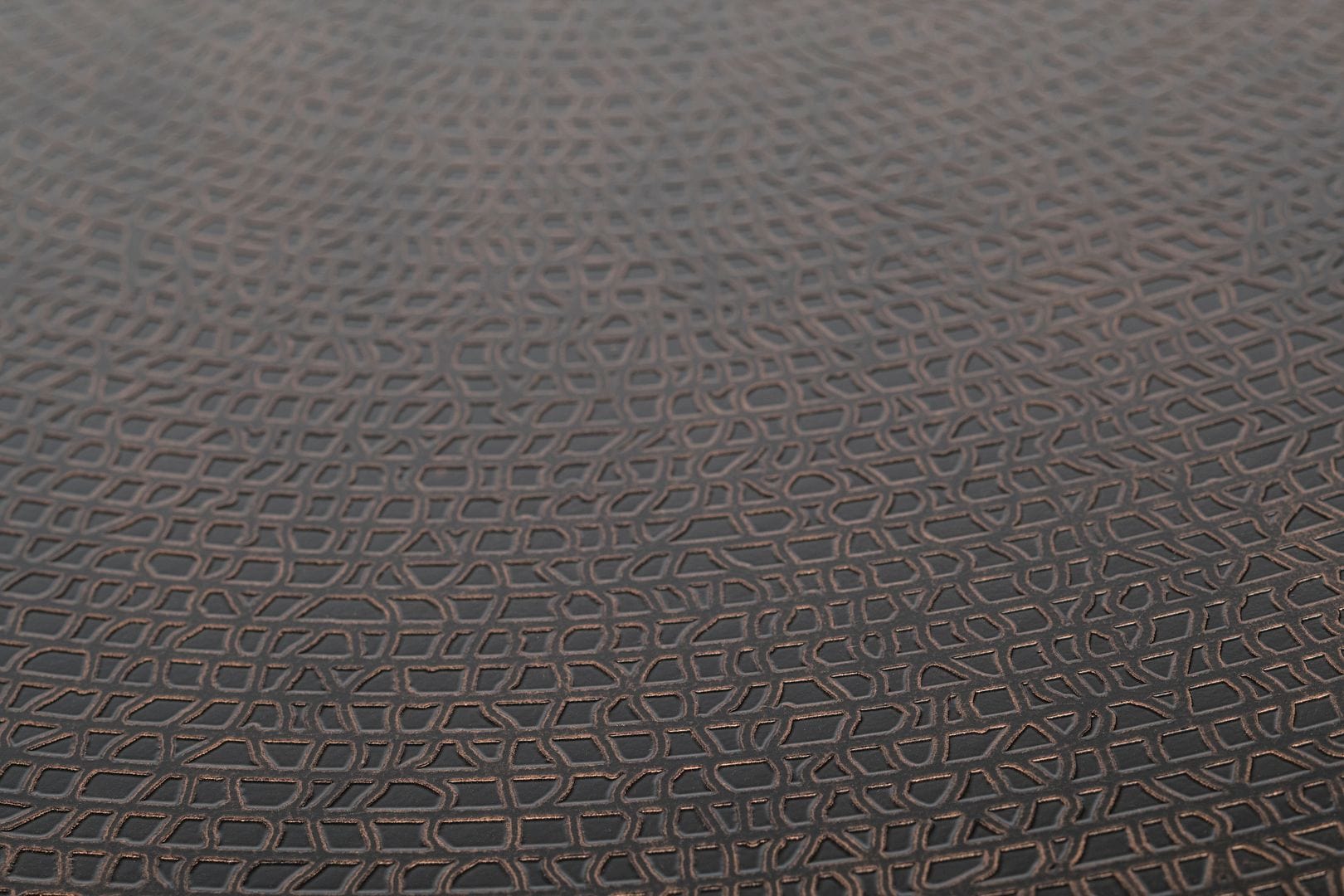 Stylish and Elegant Black Round Coffee Table with Engraved Copper Finish