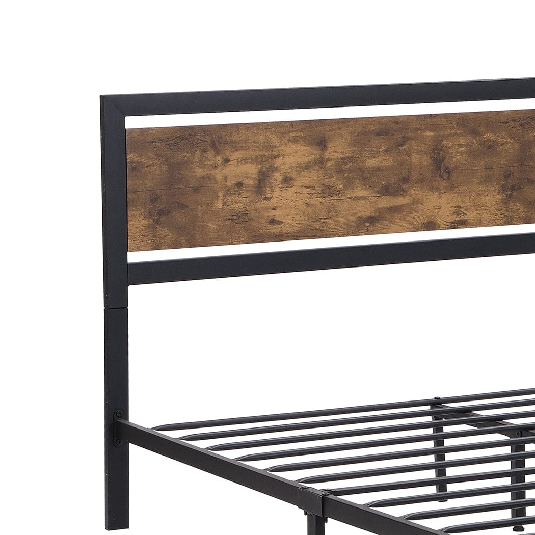 Stylish and Functional: Wooden 4-Drawer Double/Queen Bed Frame with Industrial Touch