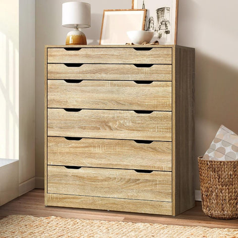 Stylish and Functional: Wooden 6-Drawer Chest of Drawers for Clothes Storage