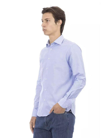 Stylish Baldinini Trend Black/White/Light Blue Cotton Shirt