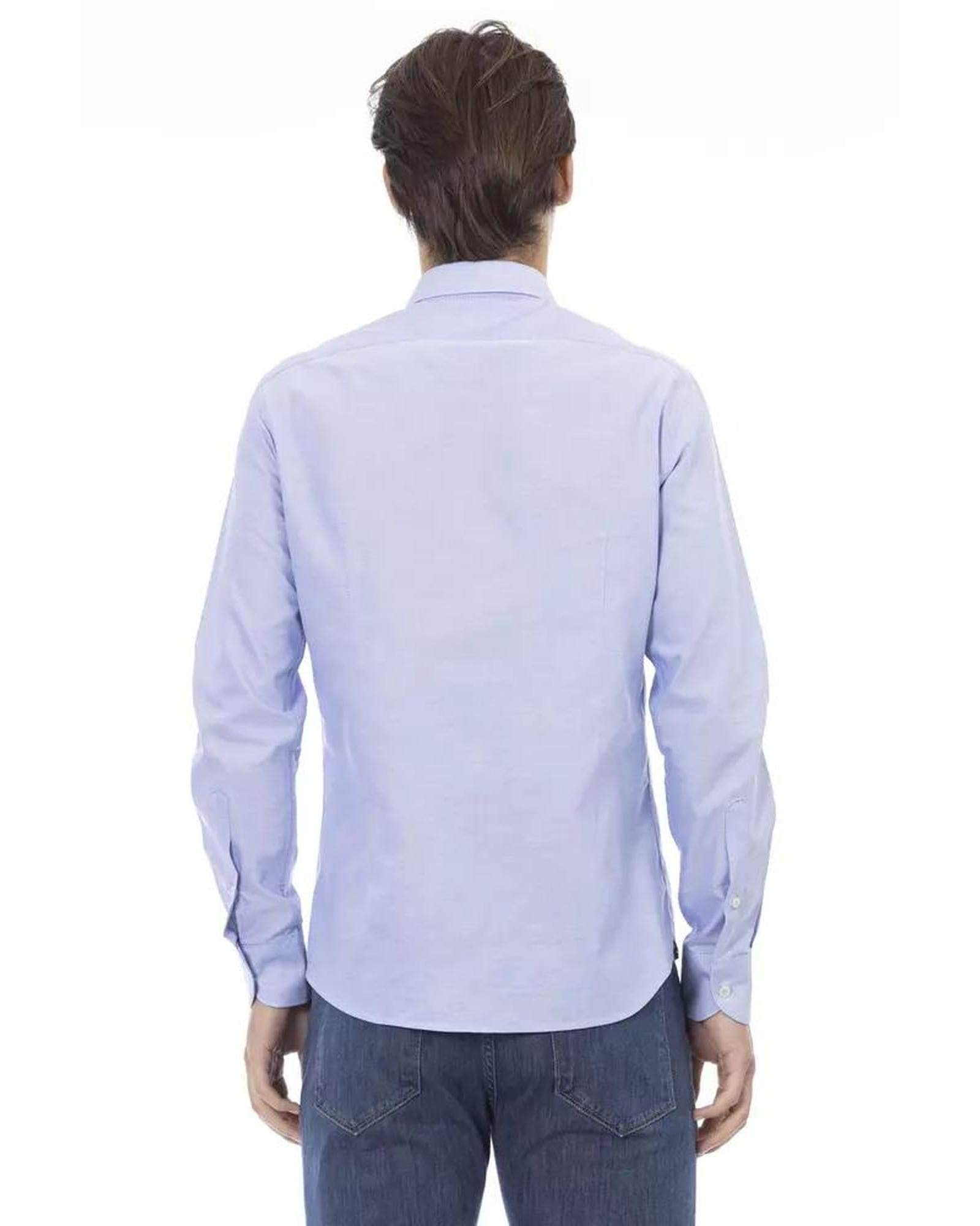 Stylish Baldinini Trend Black/White/Light Blue Cotton Shirt