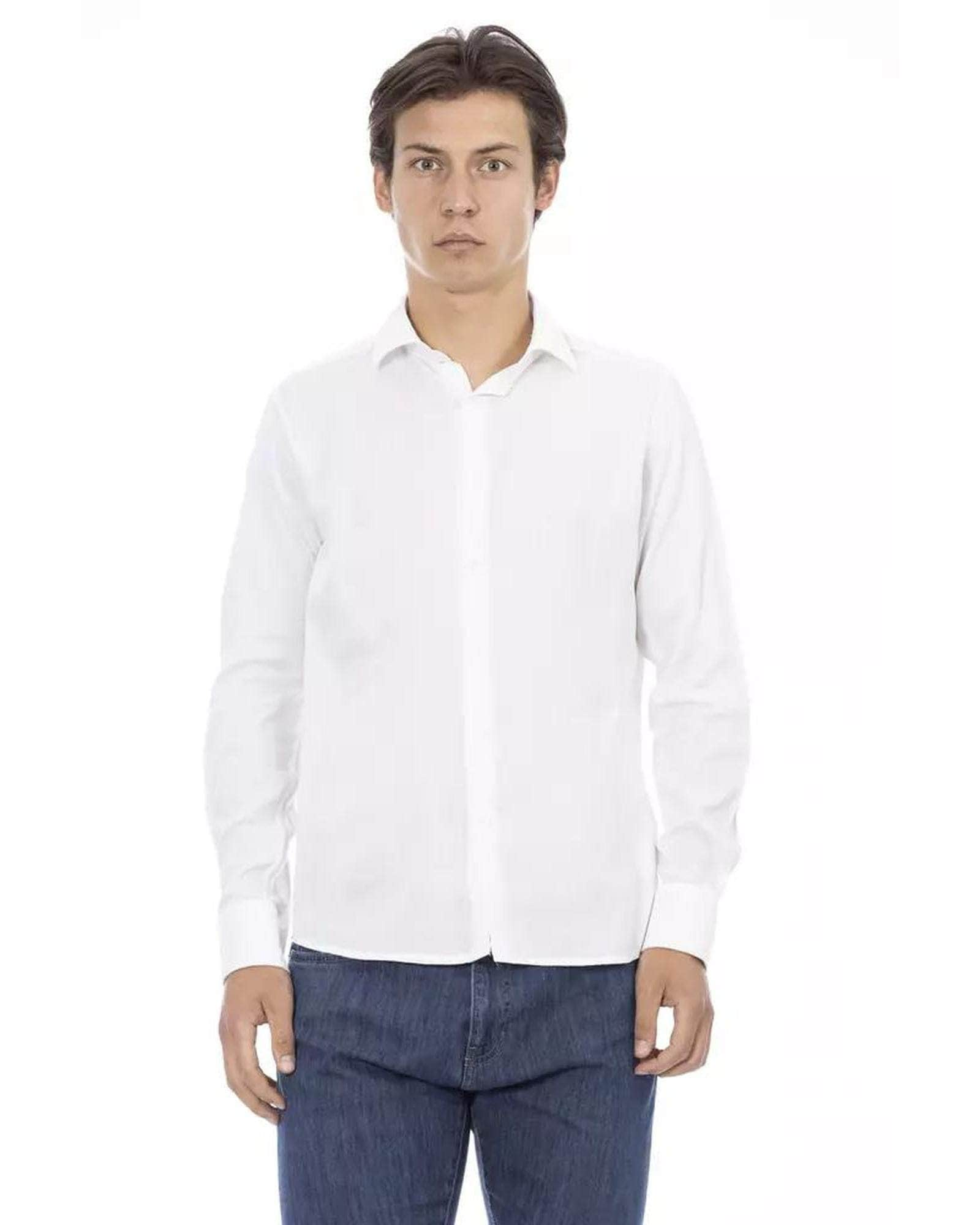 Stylish Baldinini Trend Black/White/Light Blue Cotton Shirt