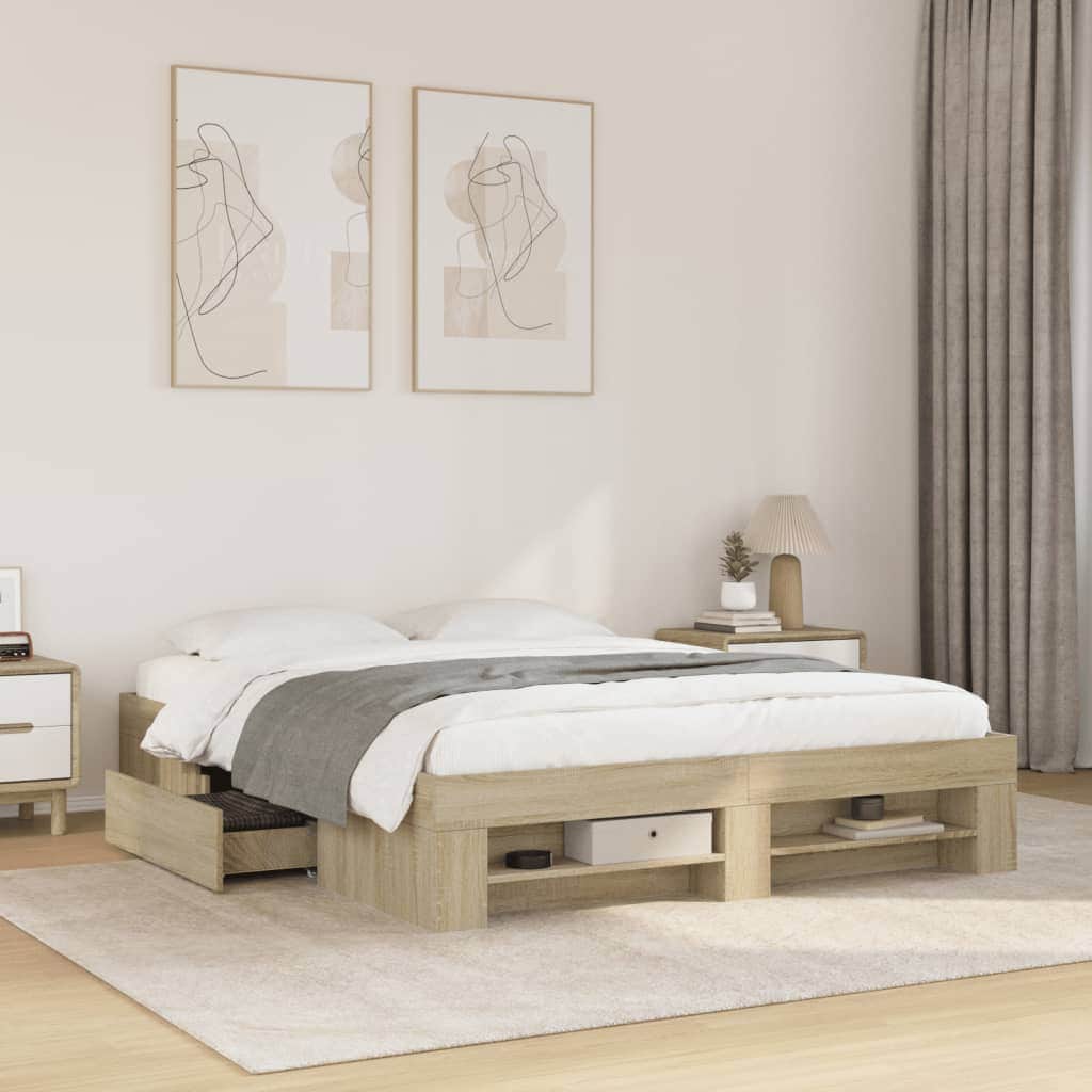 Stylish Bed Frame Sonoma Oak Queen Size