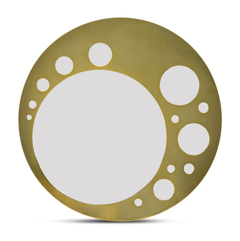 Stylish Brass Finish Decorative Round Wall Mirror