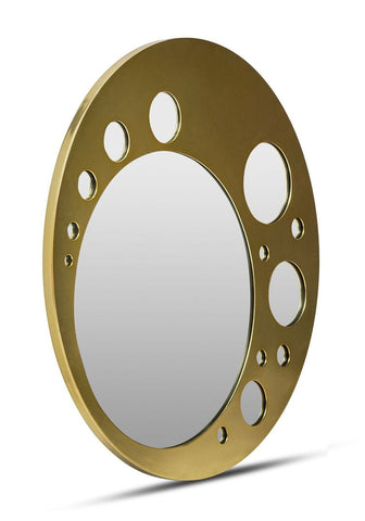 Stylish Brass Finish Decorative Round Wall Mirror