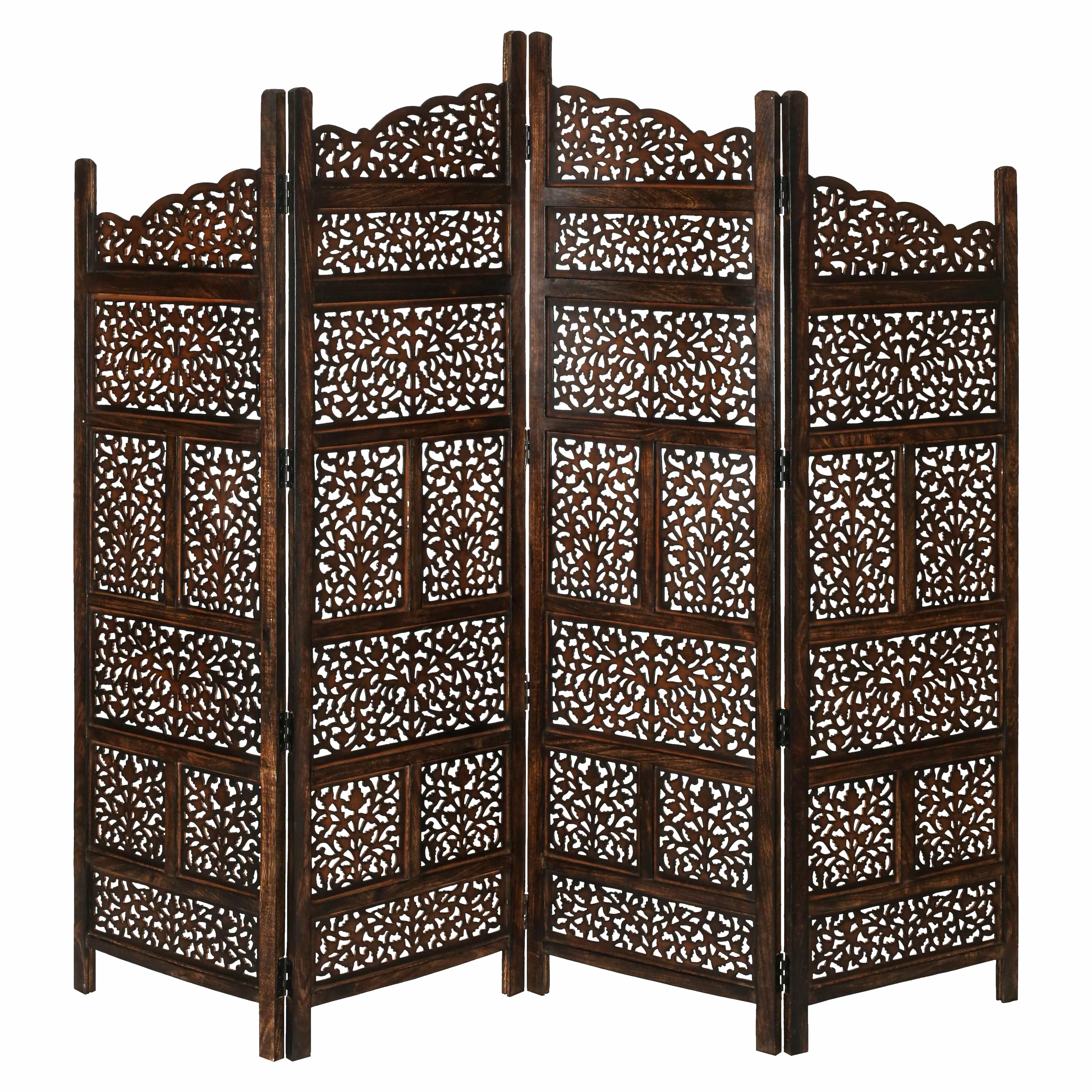 Stylish Burnt Wood Room Divider: Privacy Screen with Shoji Design