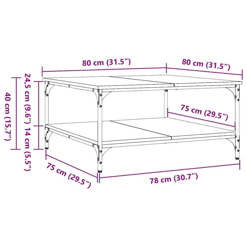 Stylish Coffee Table Black oak Engineered Wood - Sturdy Frame