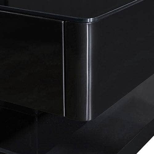 Stylish Coffee Table High Gloss Finish In Shiny Black With 4 Drawers Storage