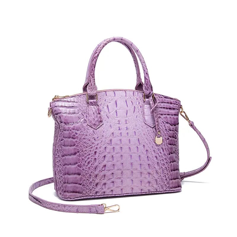 Stylish Crocodile Pattern Tote Bag: Perfect for Office & Work with Double Handles and Zipper Closure