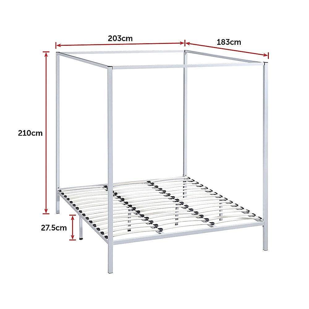 Stylish design 4 Four Poster King Bed Frame-Gold/Cream