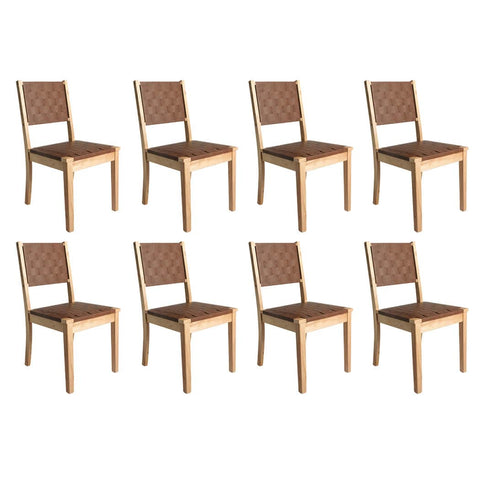 Stylish Dining Chairs Accent Chair Lounge x8  Wood Finish Classic