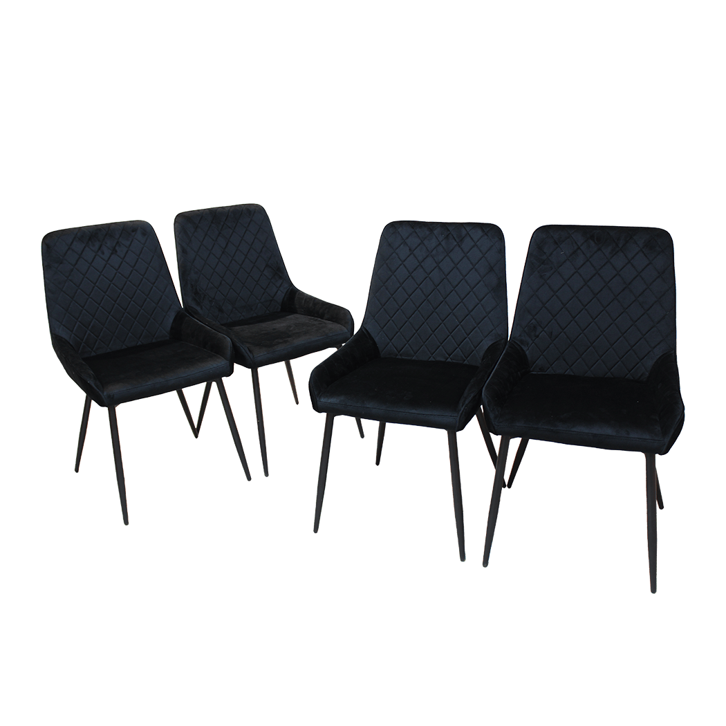 Stylish Dining Chairs x 8 Padded Seat Soft Velvet  Sleek Modern Look