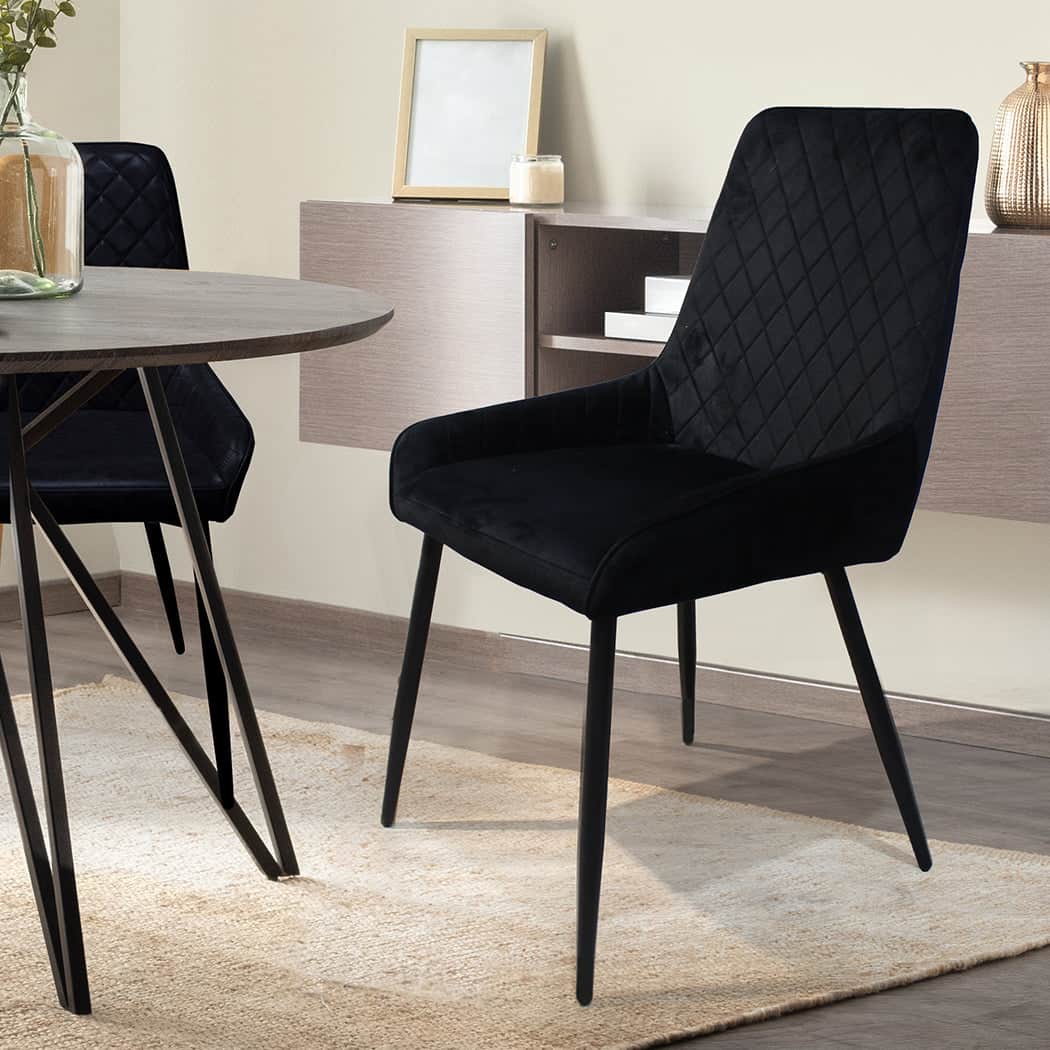 Stylish Dining Chairs x 8 Padded Seat Soft Velvet  Sleek Modern Look