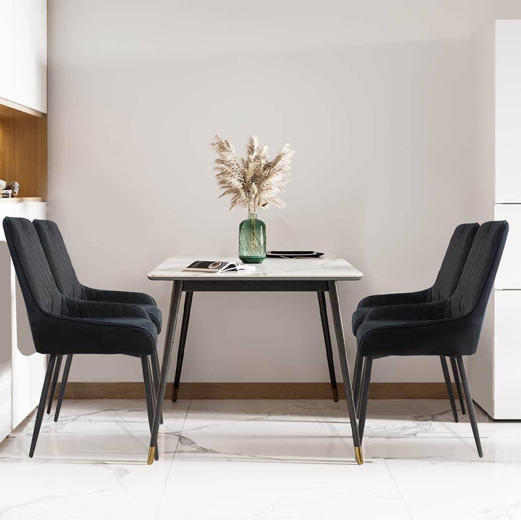 Stylish Dining Chairs x 8 Padded Seat Soft Velvet  Sleek Modern Look