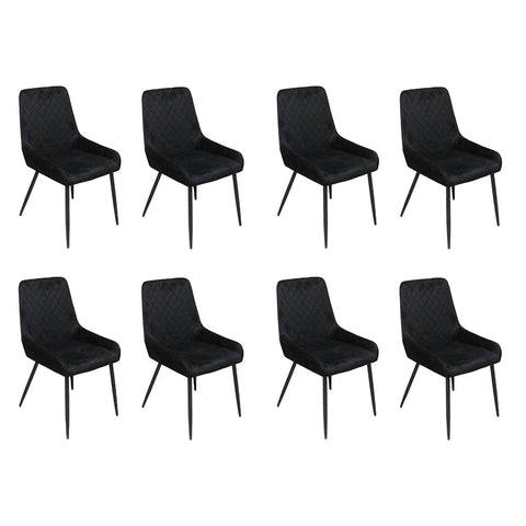 Stylish Dining Chairs x 8 Padded Seat Soft Velvet  Sleek Modern Look