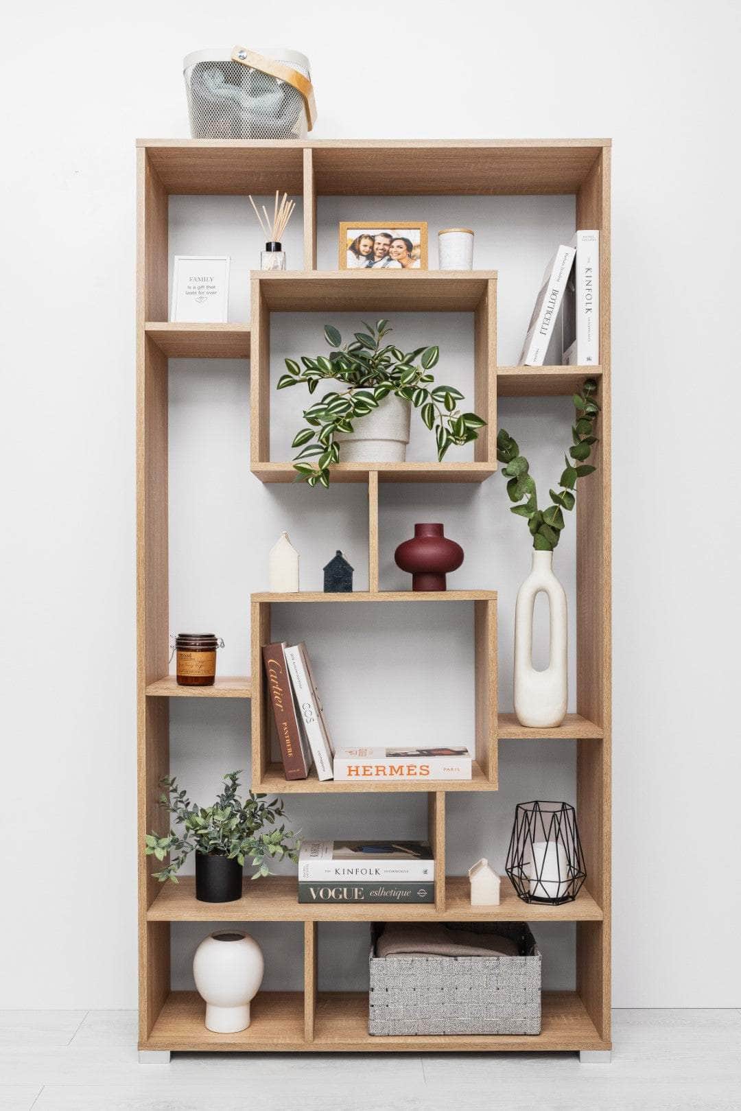 Stylish Display Shelf - Nordic Ash/Natural Oak/White