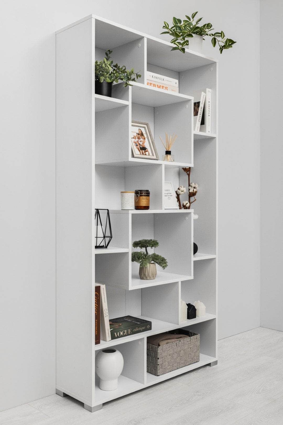 Stylish Display Shelf - Nordic Ash/Natural Oak/White