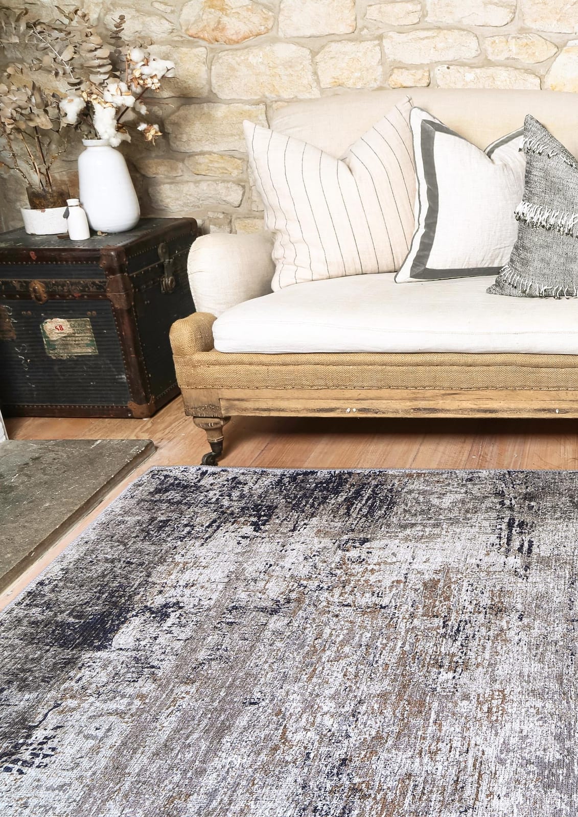 Stylish Elizabeth Ash Beige Rug - 80x300 with Beige colour
