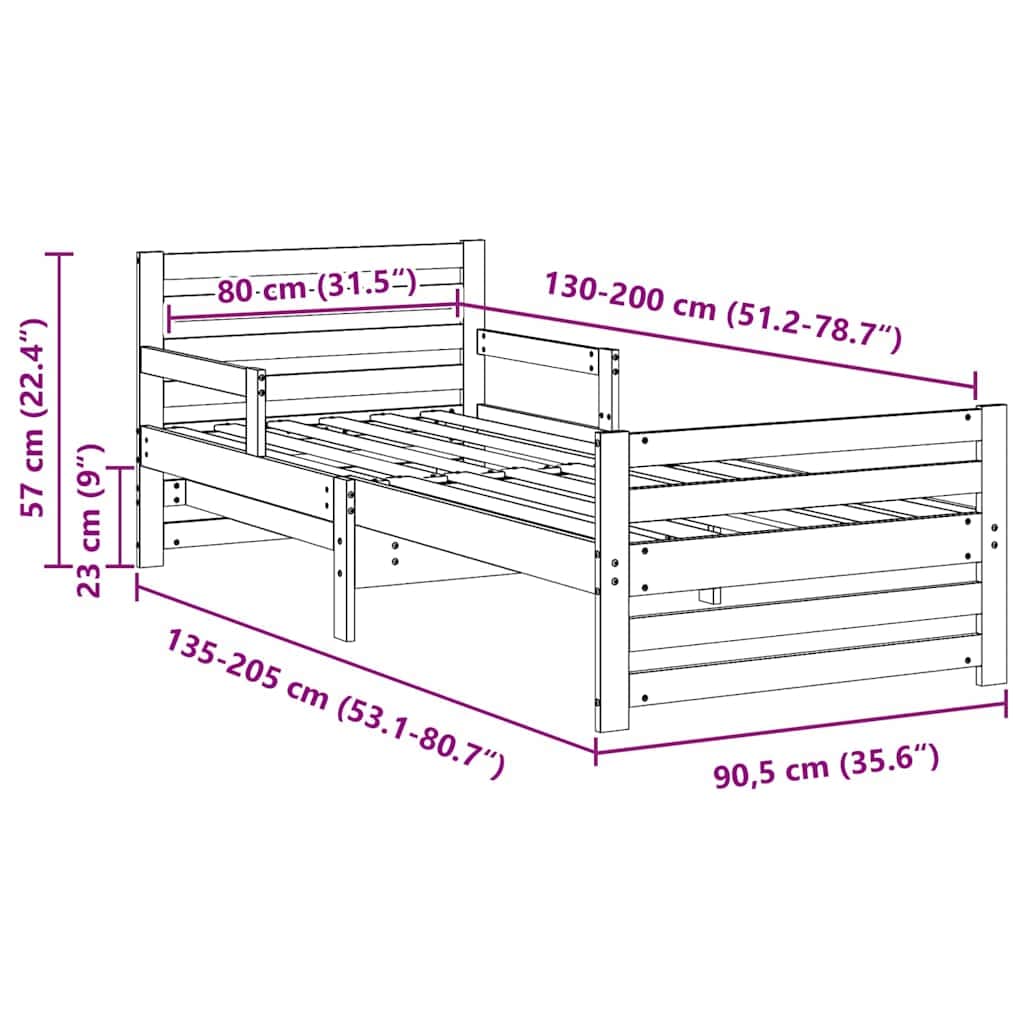 Stylish Extendable Bed Frame for Kids Other Brown - Space-Saving