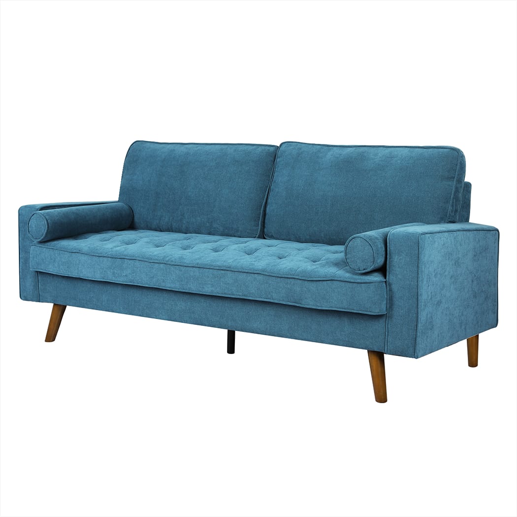 Stylish Fabric Sofa Armchair 3 Seater Couch Blue 191cm Wide | 3 Seater