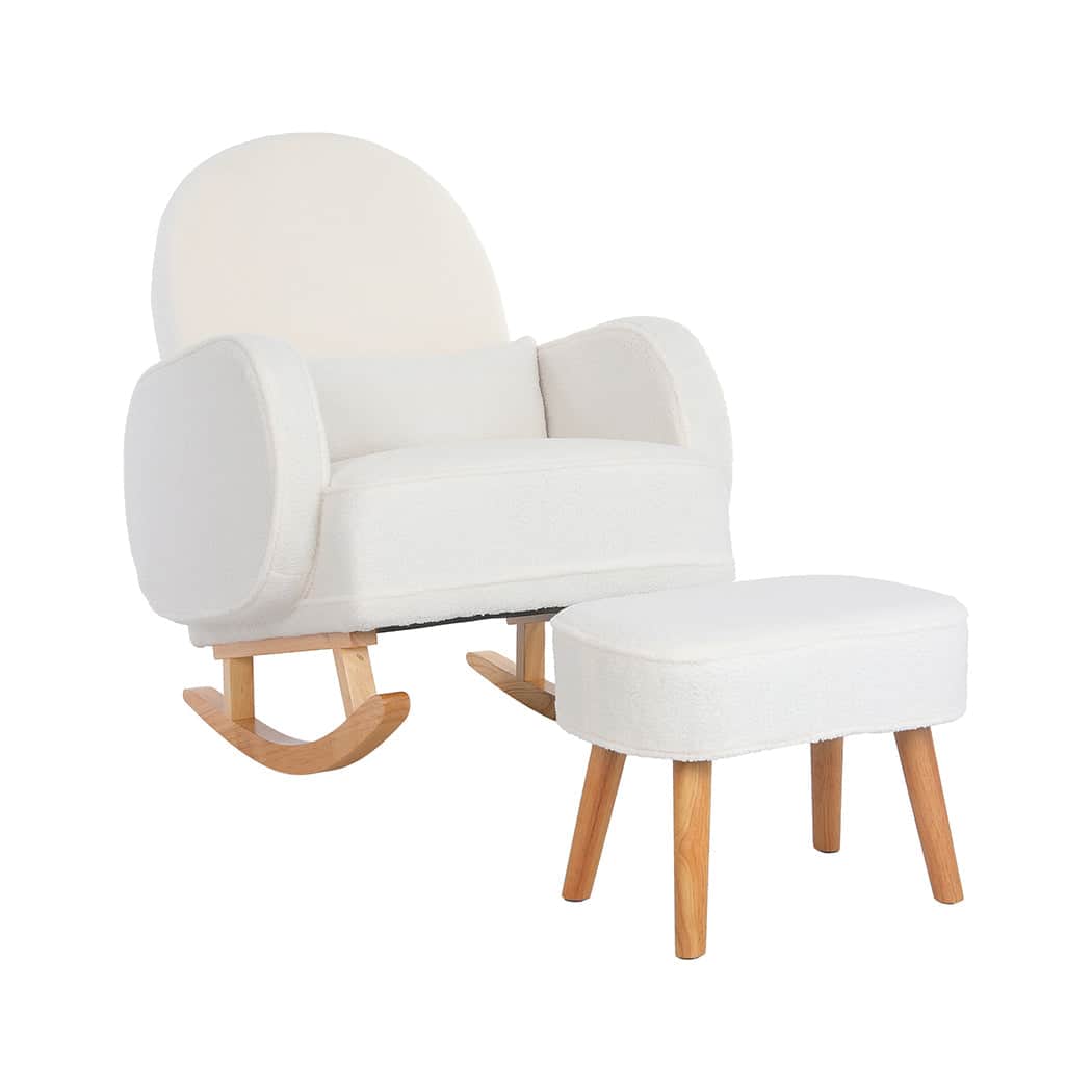 Stylish Fleece Rocking Chair with footstool  Soft Cushion Classic