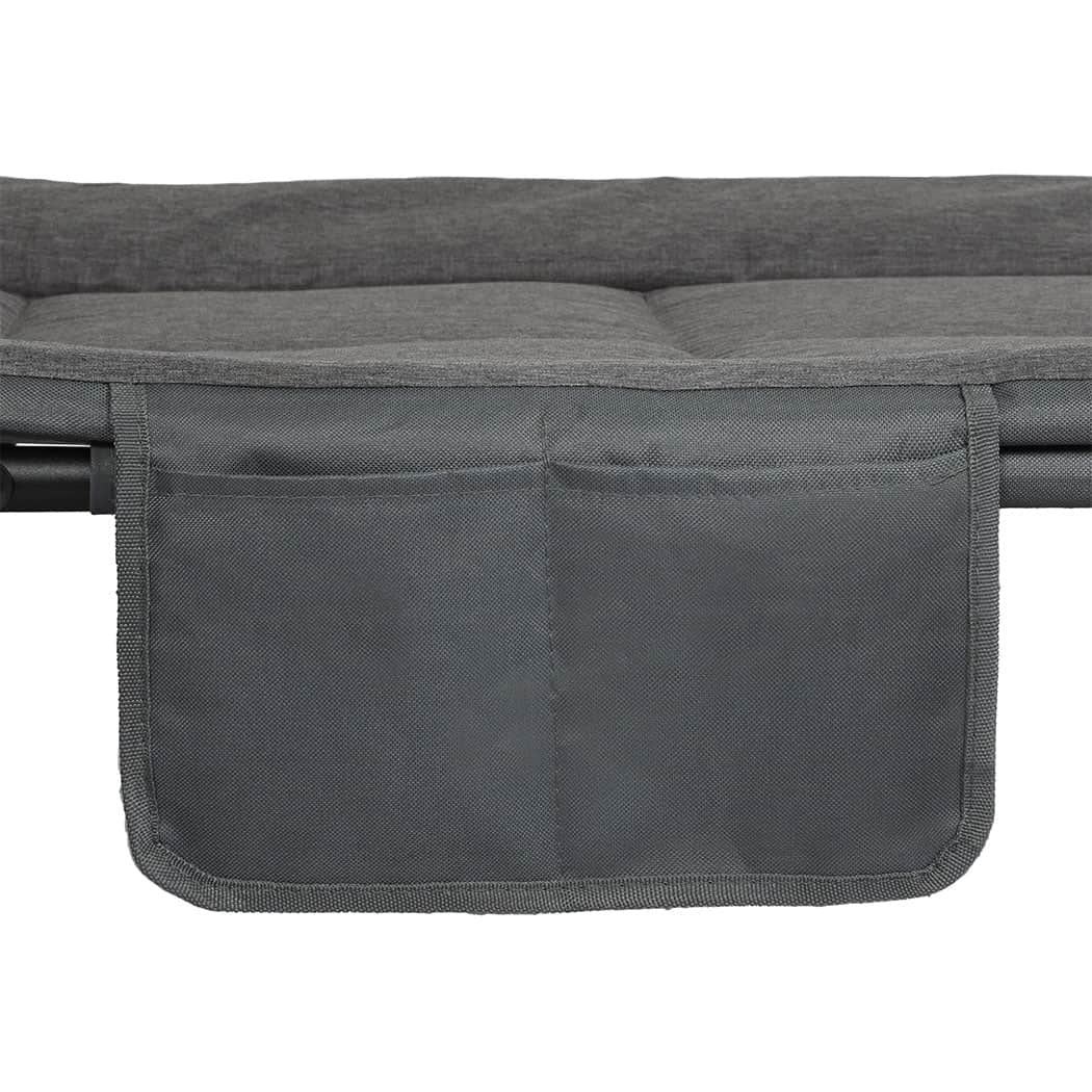 Stylish Folding Camping Bed Camp Cots Dark Grey  Soft Cushion