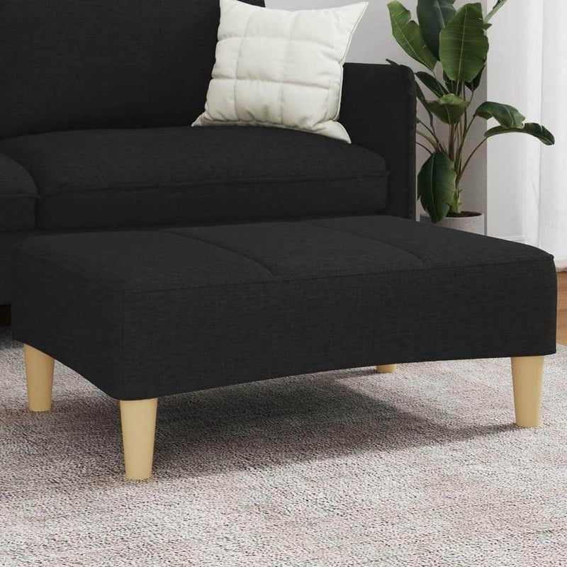 Stylish Footstool Black Fabric with Foot Rests