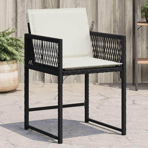 Stylish: Garden Chairs with Cushions 4 pcs Black Poly Rattan