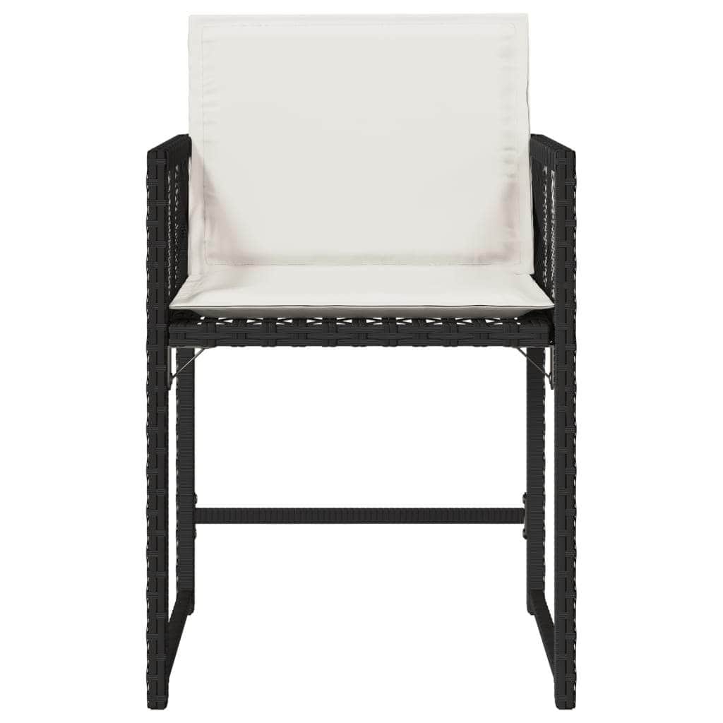 Outdoor Chairs - Stylish: Garden Chairs with Cushions 4 pcs Black Poly Rattan