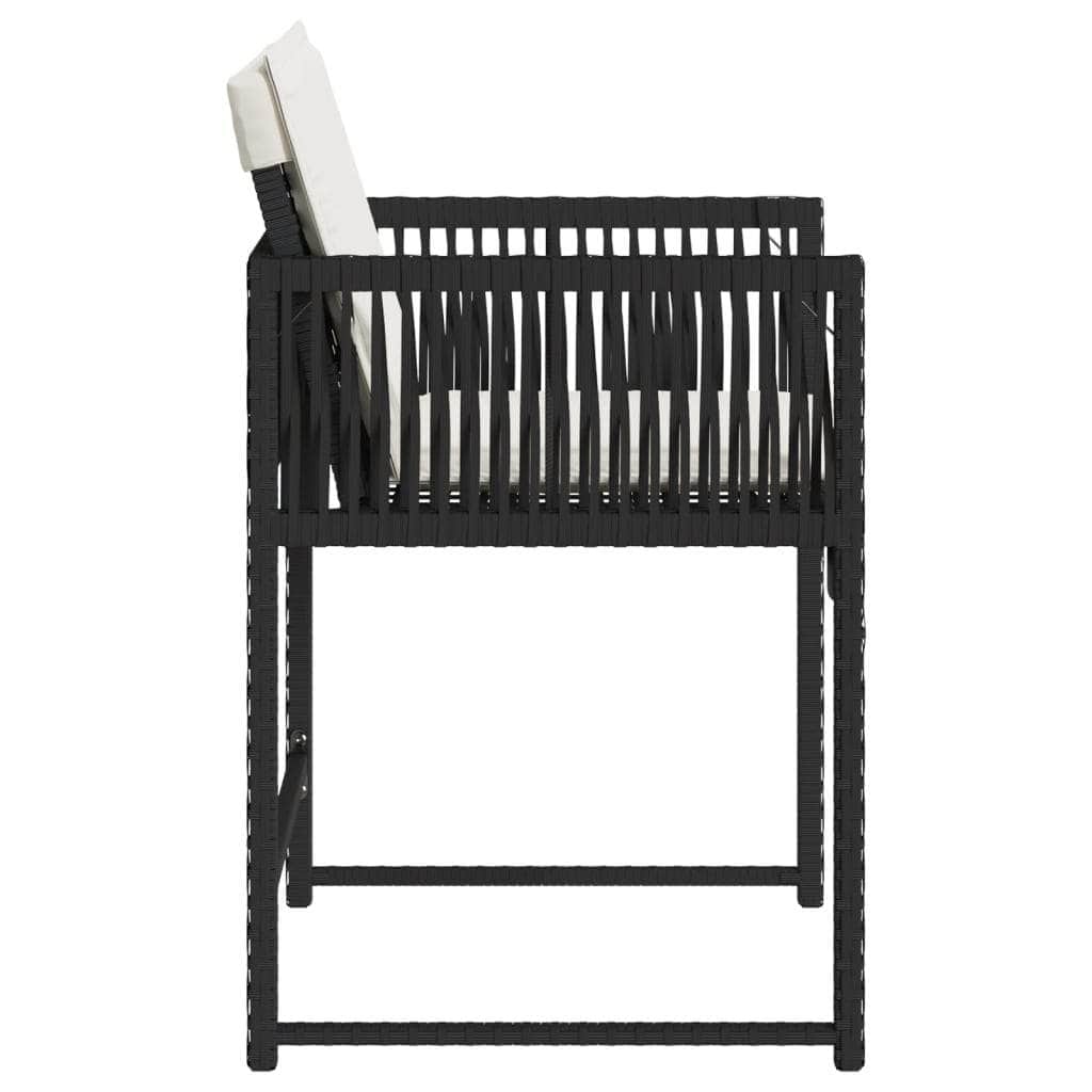 Black colour - Stylish: Garden Chairs with Cushions 4 pcs Black Poly Rattan