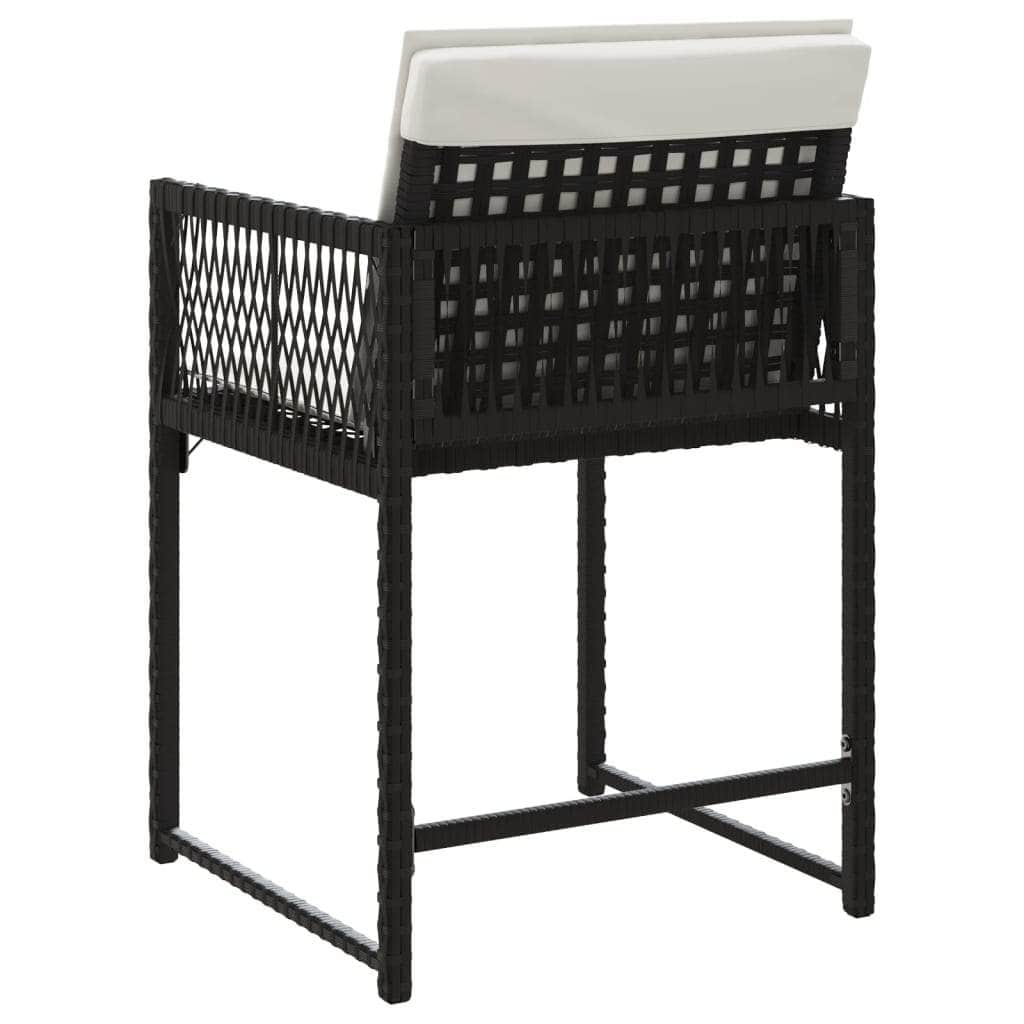 Rattan finish - Stylish: Garden Chairs with Cushions 4 pcs Black Poly Rattan