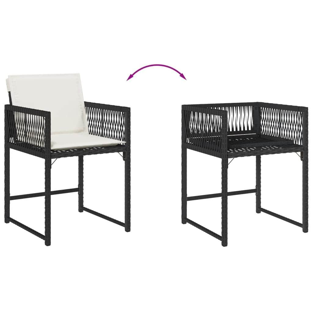 Stylish: Garden Chairs with Cushions 4 pcs Black Poly Rattan | Outdoor Chairs