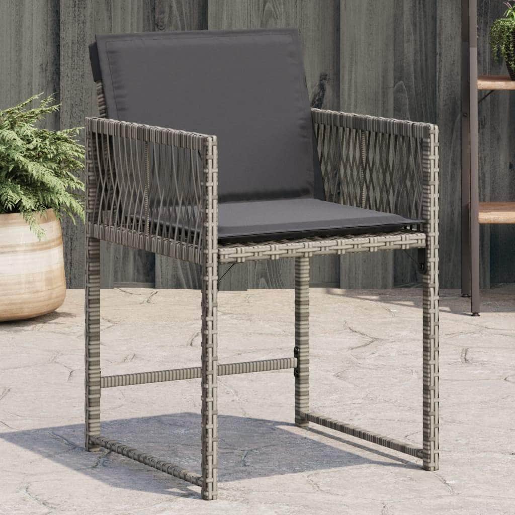 Stylish: Garden Chairs with Cushions 4 pcs Black Poly Rattan, 4 Pcs