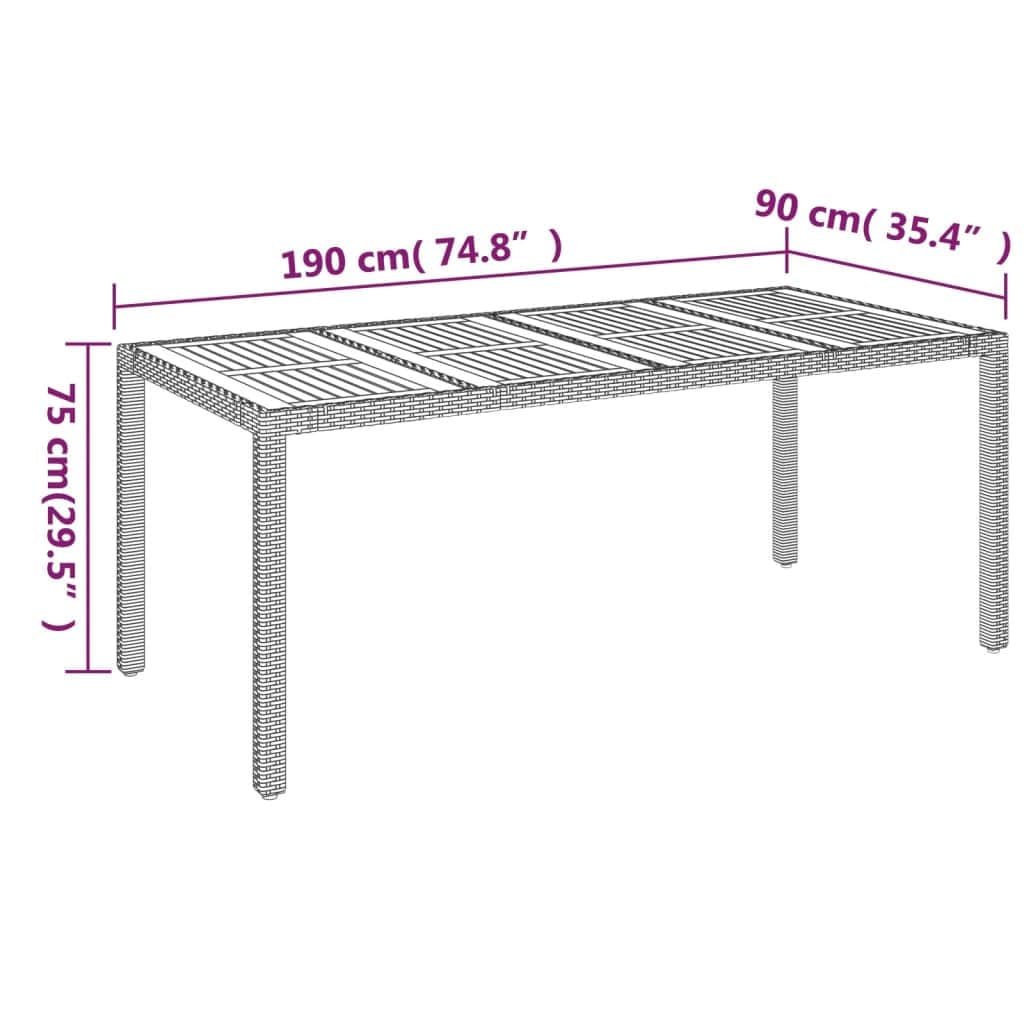 Stylish Garden Table with Wooden Top Indoor Outdoor Use Modern Living