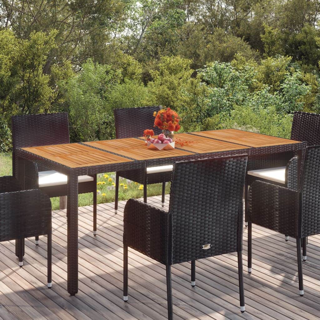 Stylish Garden Table with Wooden Top Indoor Outdoor Use Modern Living