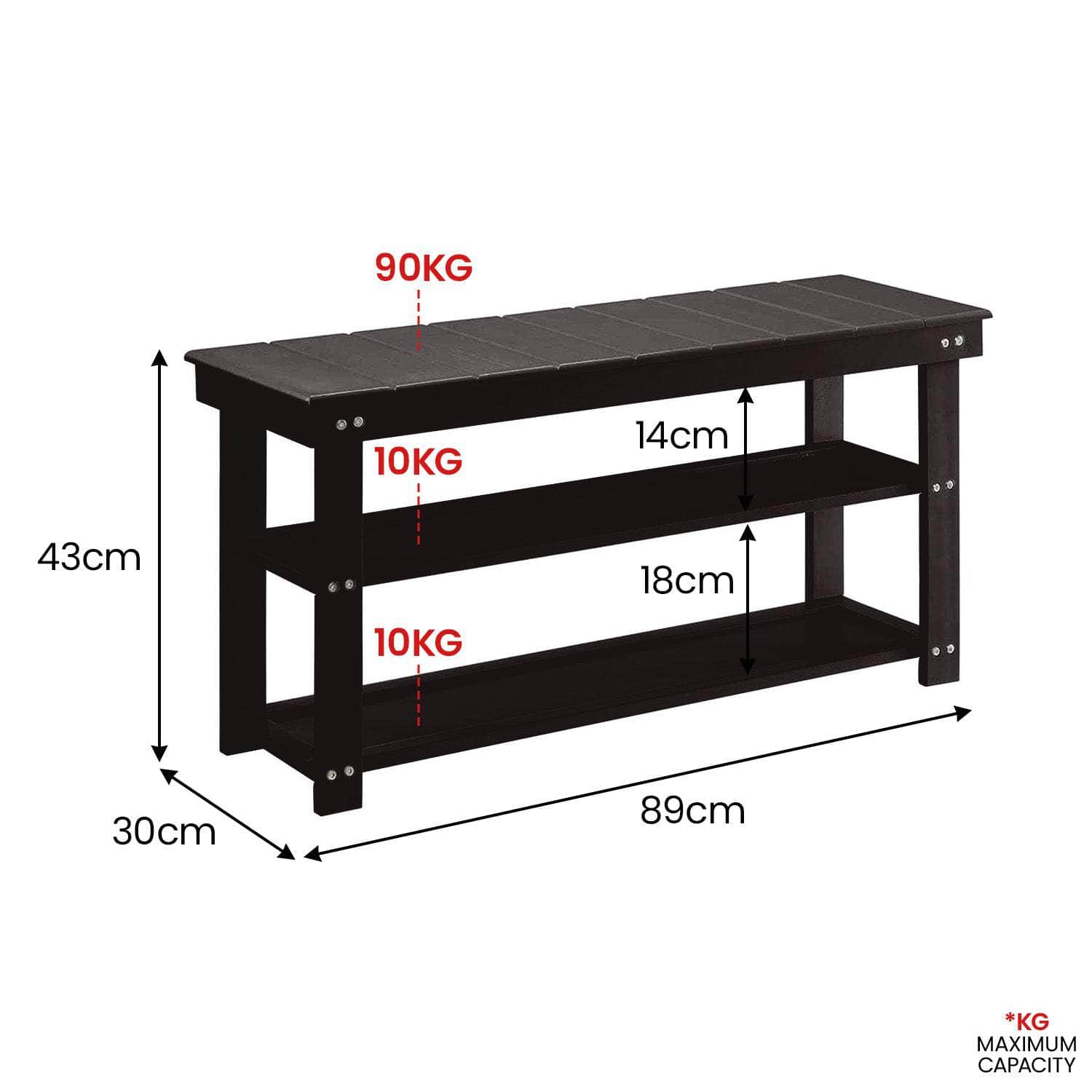 Stylish Grey/Black Shoe Storage Bench